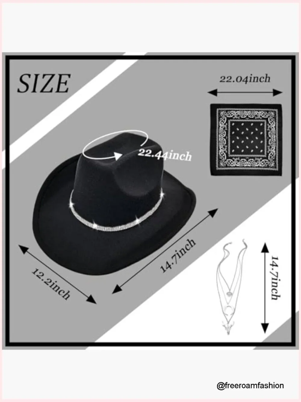 Cowboy Hat Set with Bandana and Cowgirl Necklace
